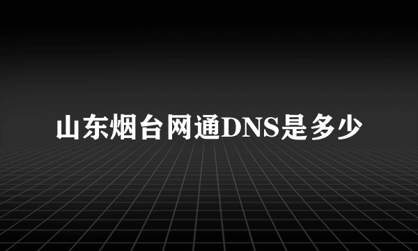 山东烟台网通DNS是多少