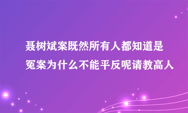 聂树斌案既然所有人都知道是冤案为什么不能平反呢请教高人