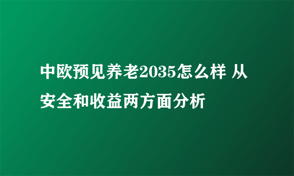 中欧预见养老2035怎么样 从安全和收益两方面分析