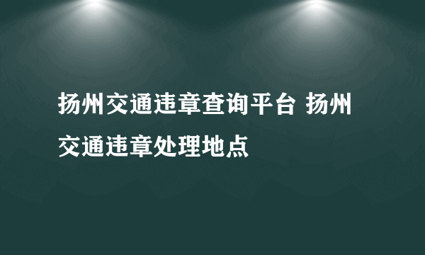 扬州交通违章查询平台 扬州交通违章处理地点