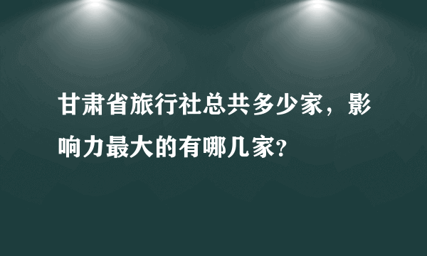 甘肃省旅行社总共多少家，影响力最大的有哪几家？