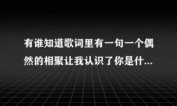 有谁知道歌词里有一句一个偶然的相聚让我认识了你是什么歌名？