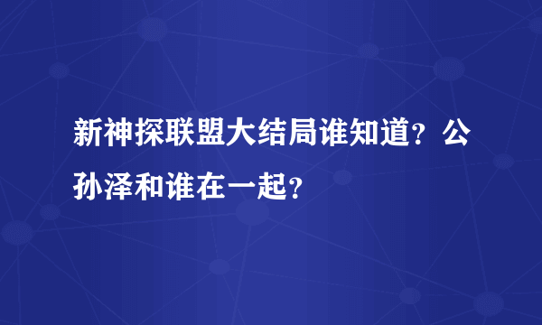 新神探联盟大结局谁知道？公孙泽和谁在一起？