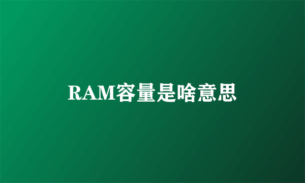 RAM容量是啥意思