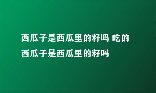 西瓜子是西瓜里的籽吗 吃的西瓜子是西瓜里的籽吗