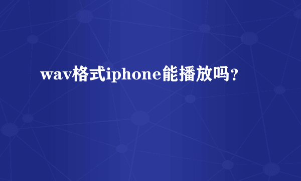 wav格式iphone能播放吗？