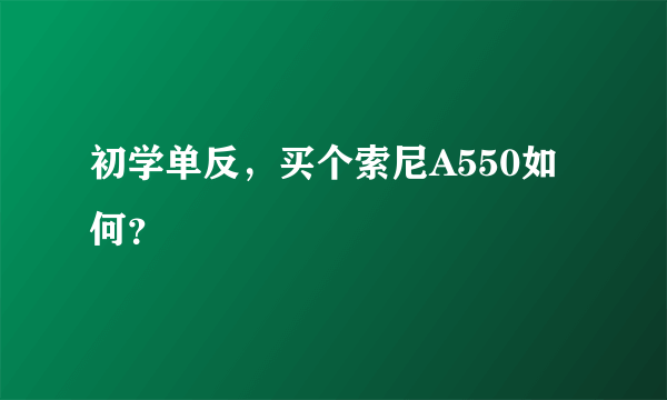 初学单反，买个索尼A550如何？