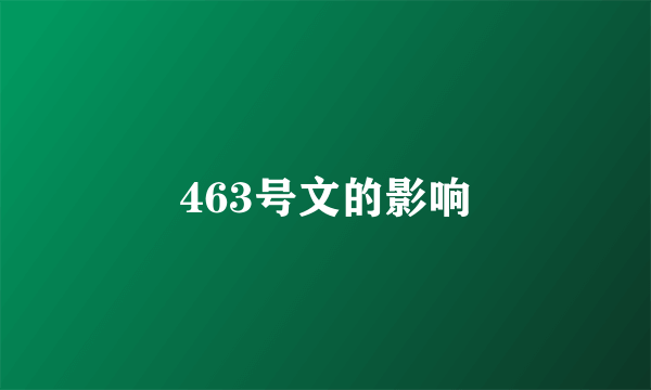 463号文的影响