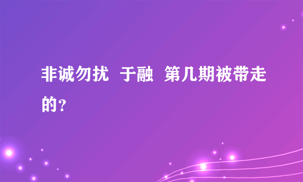 非诚勿扰  于融  第几期被带走的？