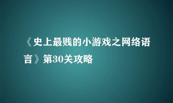 《史上最贱的小游戏之网络语言》第30关攻略