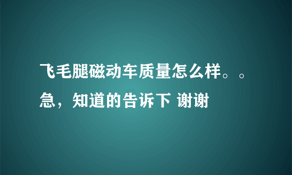 飞毛腿磁动车质量怎么样。。急，知道的告诉下 谢谢