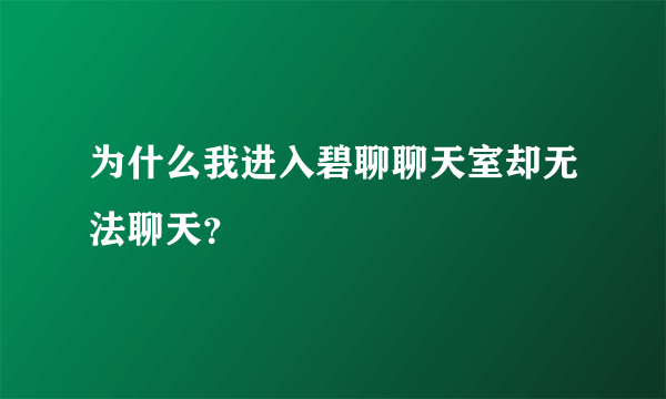 为什么我进入碧聊聊天室却无法聊天？