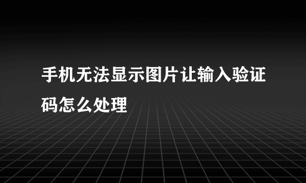 手机无法显示图片让输入验证码怎么处理