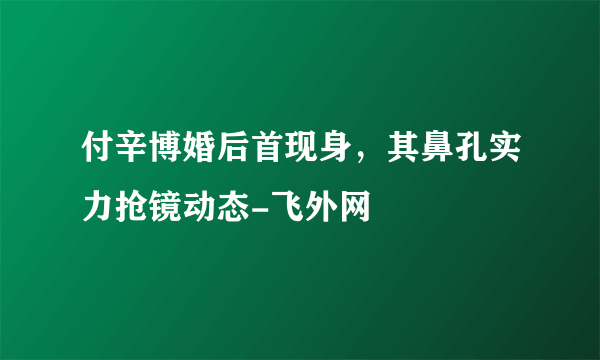 付辛博婚后首现身，其鼻孔实力抢镜动态-飞外网