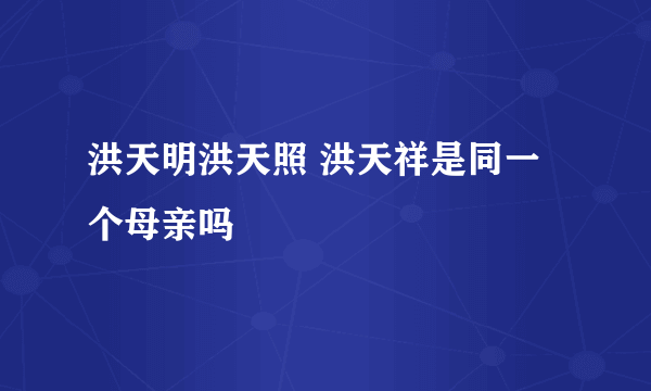 洪天明洪天照 洪天祥是同一个母亲吗