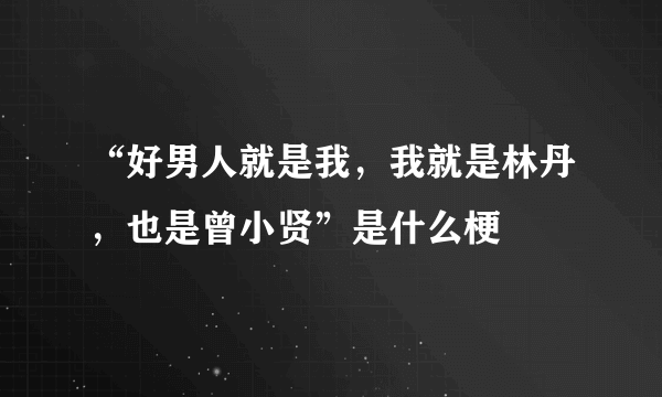 “好男人就是我，我就是林丹，也是曾小贤”是什么梗