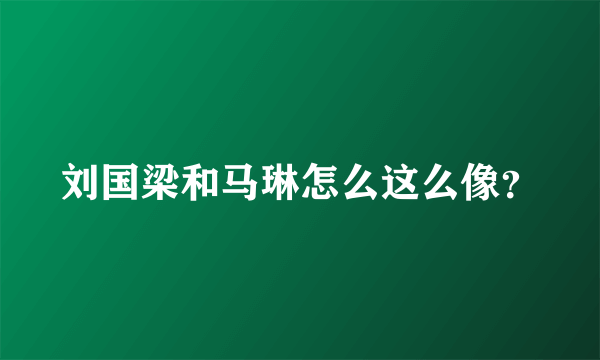 刘国梁和马琳怎么这么像？