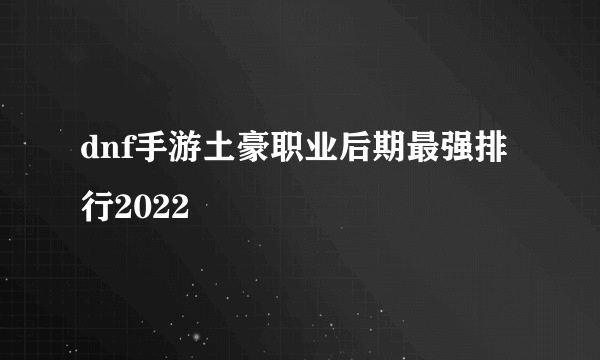 dnf手游土豪职业后期最强排行2022