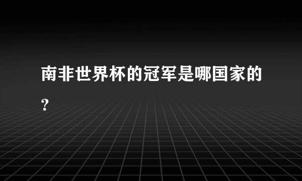 南非世界杯的冠军是哪国家的？