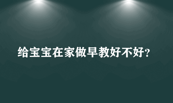 给宝宝在家做早教好不好？