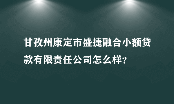 甘孜州康定市盛捷融合小额贷款有限责任公司怎么样？