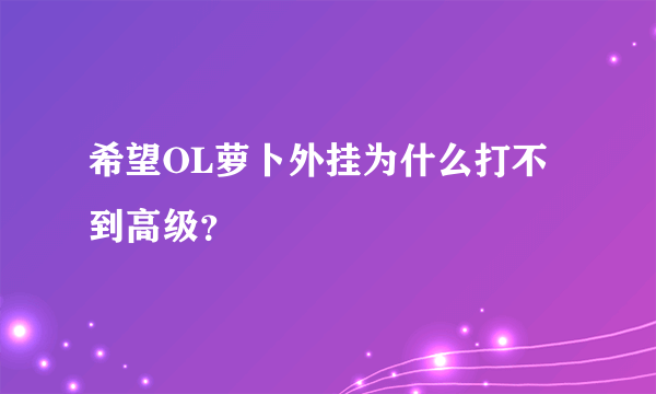 希望OL萝卜外挂为什么打不到高级？