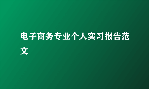 电子商务专业个人实习报告范文