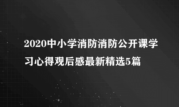 2020中小学消防消防公开课学习心得观后感最新精选5篇