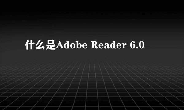 什么是Adobe Reader 6.0