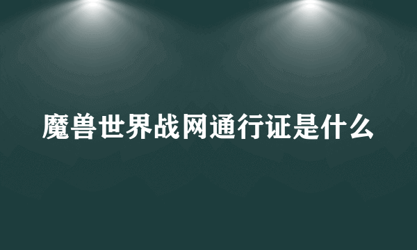 魔兽世界战网通行证是什么