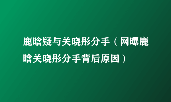 鹿晗疑与关晓彤分手（网曝鹿晗关晓彤分手背后原因）