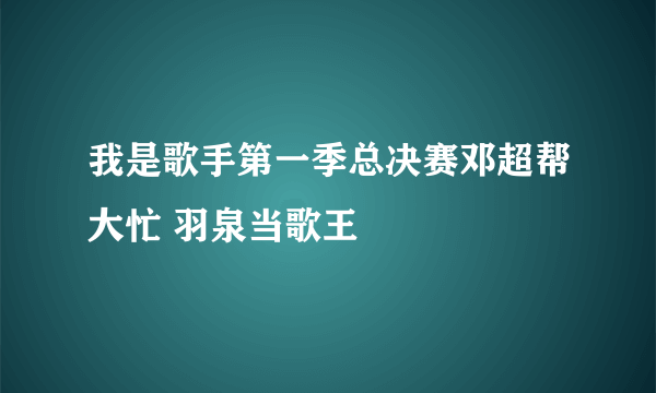 我是歌手第一季总决赛邓超帮大忙 羽泉当歌王