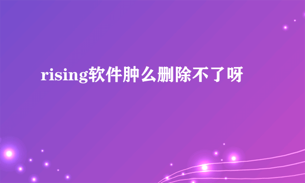 rising软件肿么删除不了呀