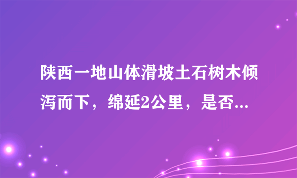 陕西一地山体滑坡土石树木倾泻而下，绵延2公里，是否有造成伤亡情况？