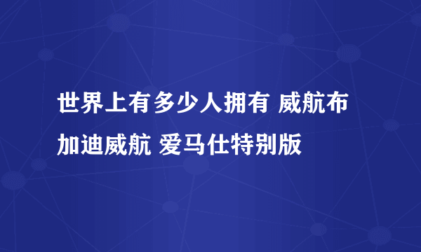 世界上有多少人拥有 威航布加迪威航 爱马仕特别版