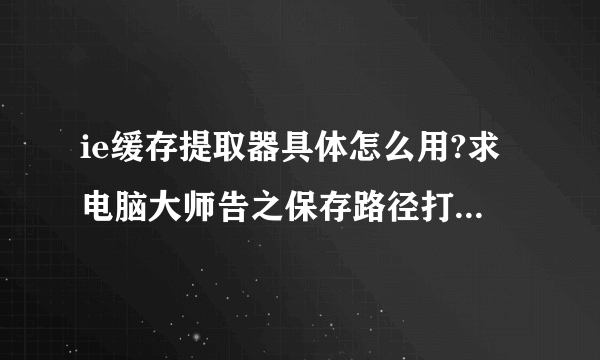 ie缓存提取器具体怎么用?求电脑大师告之保存路径打不上去？