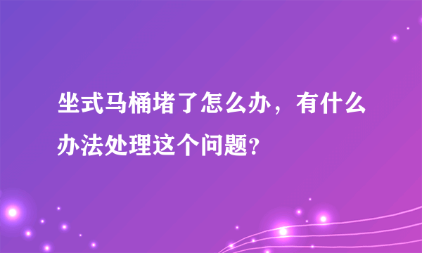 坐式马桶堵了怎么办，有什么办法处理这个问题？