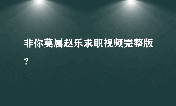 非你莫属赵乐求职视频完整版？