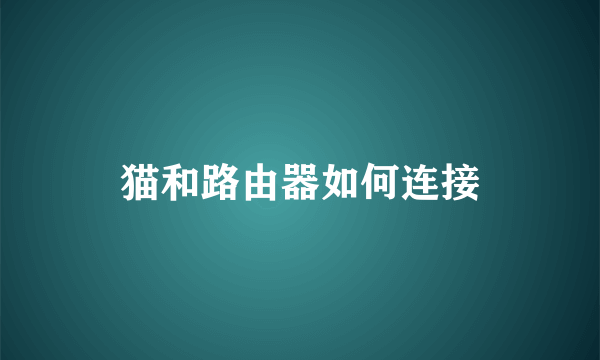 猫和路由器如何连接