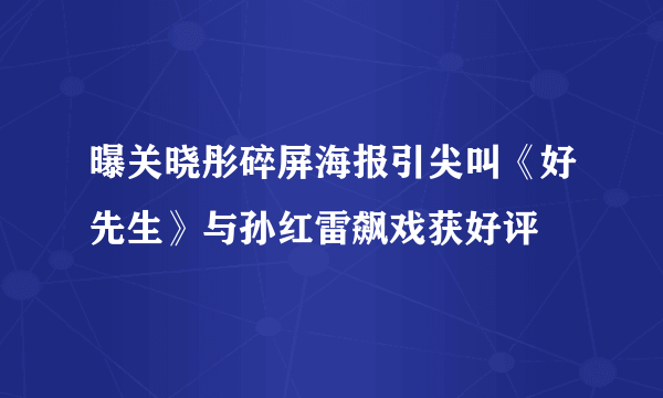 曝关晓彤碎屏海报引尖叫《好先生》与孙红雷飙戏获好评