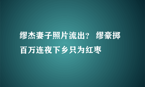 缪杰妻子照片流出？ 缪豪掷百万连夜下乡只为红枣