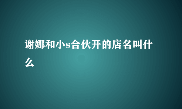 谢娜和小s合伙开的店名叫什么