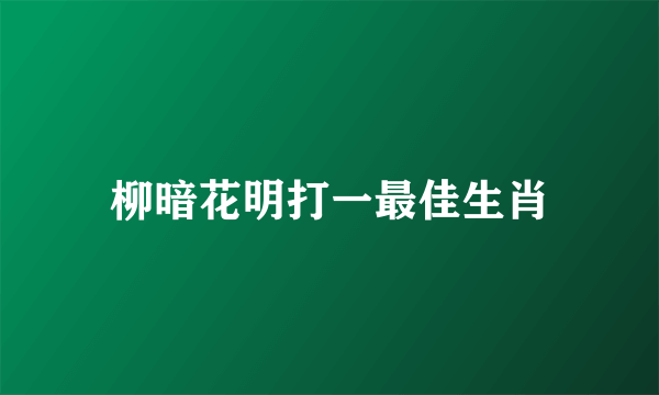 柳暗花明打一最佳生肖