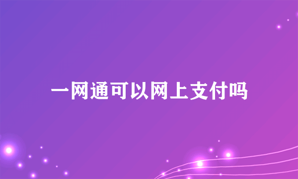 一网通可以网上支付吗