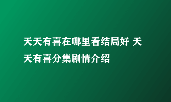 天天有喜在哪里看结局好 天天有喜分集剧情介绍