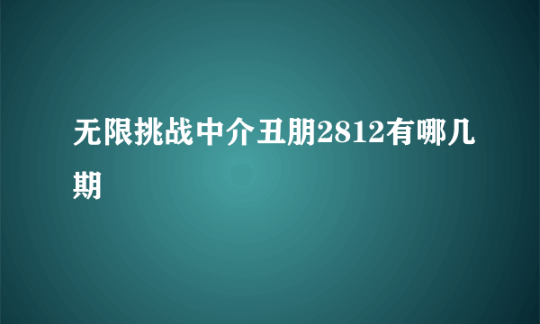 无限挑战中介丑朋2812有哪几期