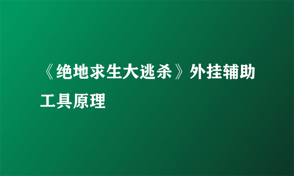 《绝地求生大逃杀》外挂辅助工具原理