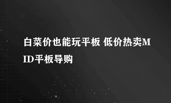 白菜价也能玩平板 低价热卖MID平板导购