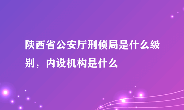 陕西省公安厅刑侦局是什么级别，内设机构是什么