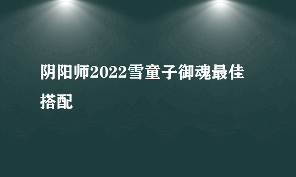 阴阳师2022雪童子御魂最佳搭配